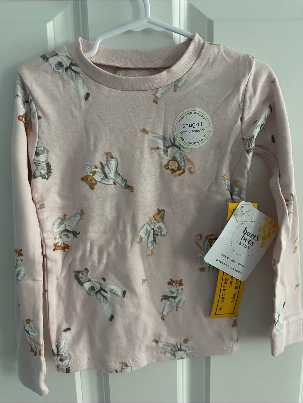 Burt's Bees Pink Animal Print Snug-Fit Long Sleeve Top